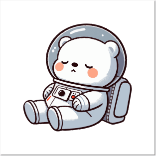 Cute Polar Bear Astronaut Posters and Art